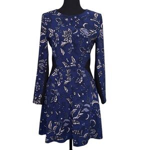 Thakoon for Design Nation Fit & Flare Dress Size 4 Royal Blue Floral Rear Zipper
